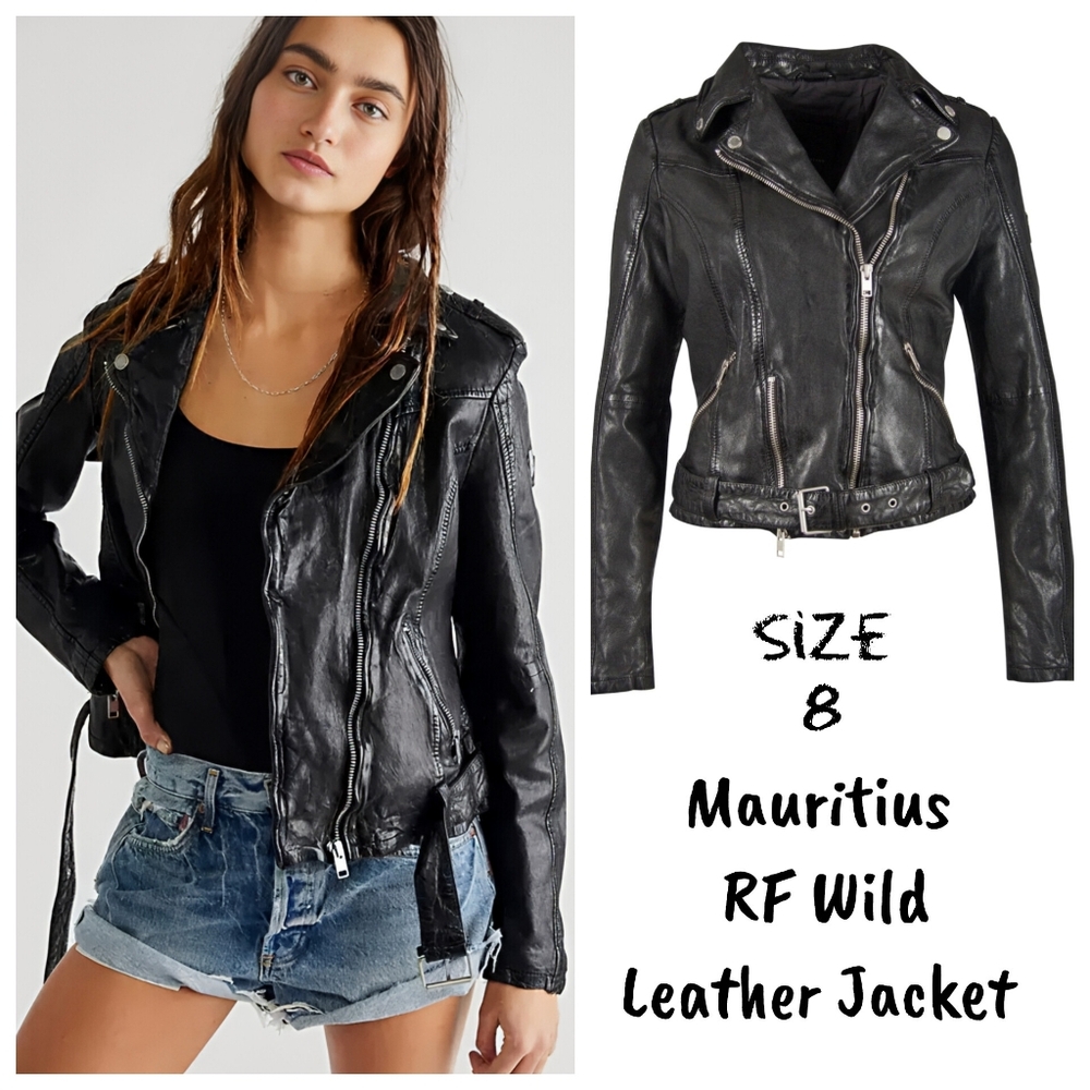 Mauritius Black Wild RF Leather Jacket Size 8